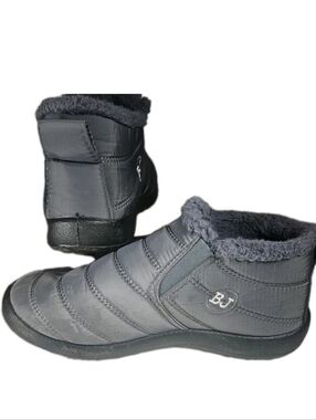 BJ Winter Thermal Snow Boot Men 9.5/10 Warm Faux Lined  Slip On BJ Shoe Gray[6D